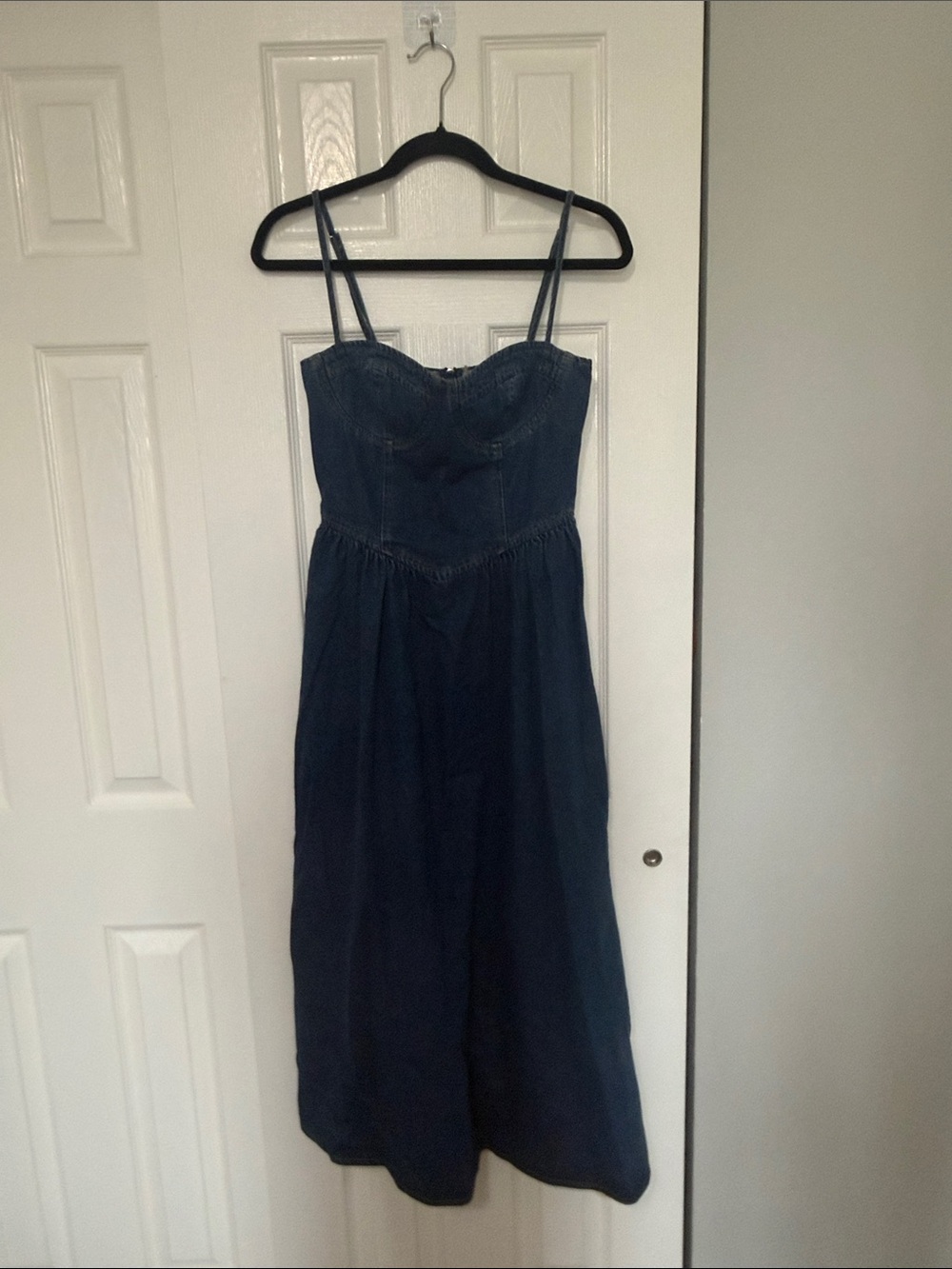 COMMENSE Sweetheart collar Denim Maxi Dress - Picture 7 of 11